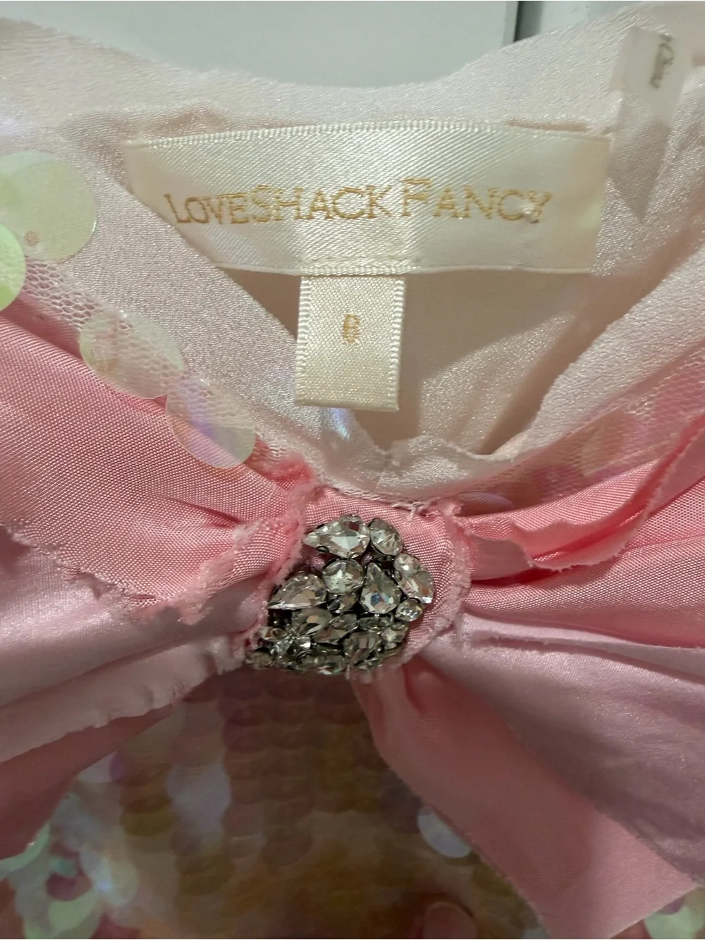 LoveShackFancy Kumi Sequin Statement Dress in Iridescent Pink - Picture 5 of 6